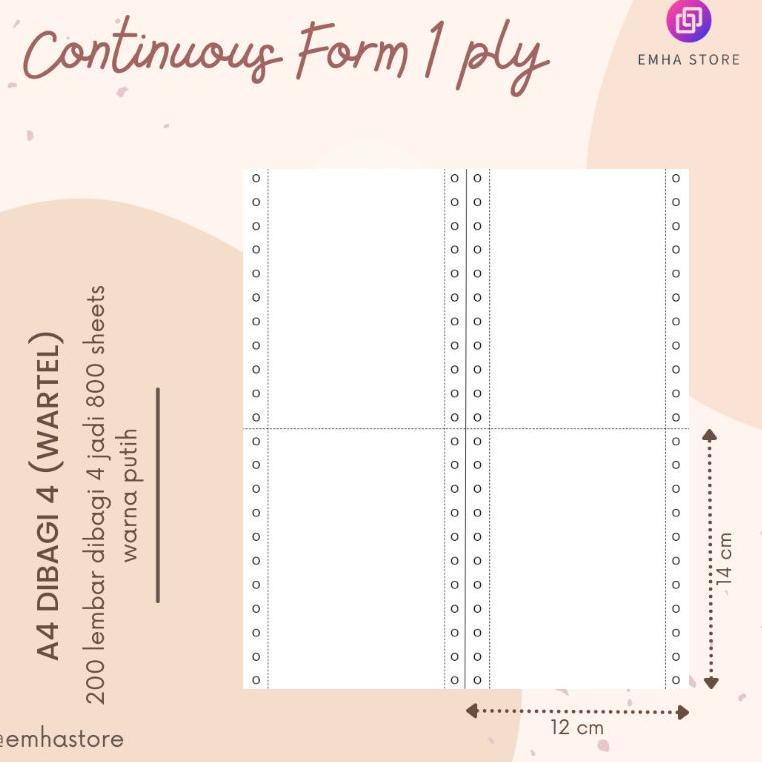 

Terupdate➜ Kertas Continuous Form Struk PPOB PLN A4 Dibagi 4 Wartel 1 Ply 200 Lembar 38 ➜