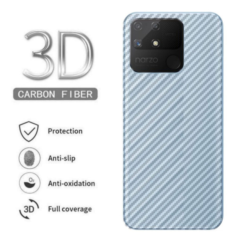 Skin Carbon Realme Narzo 50A Back Skin Anti Gores Belakang Anti Jamur Garskin Handphone