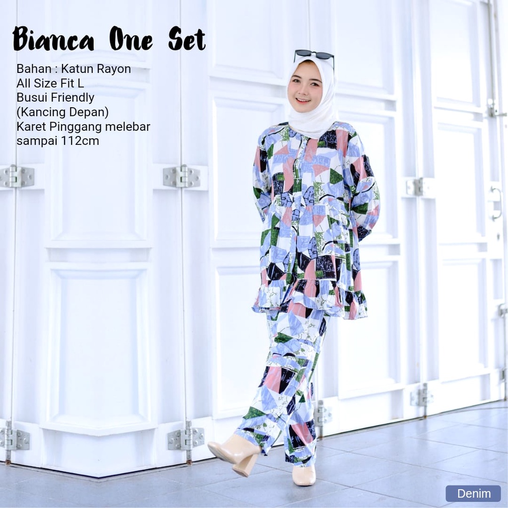 Piyama Dewasa - One Set Kekinian - Setelan Wanita Abstrak - Bianca One Set - One Set Katun Rayon