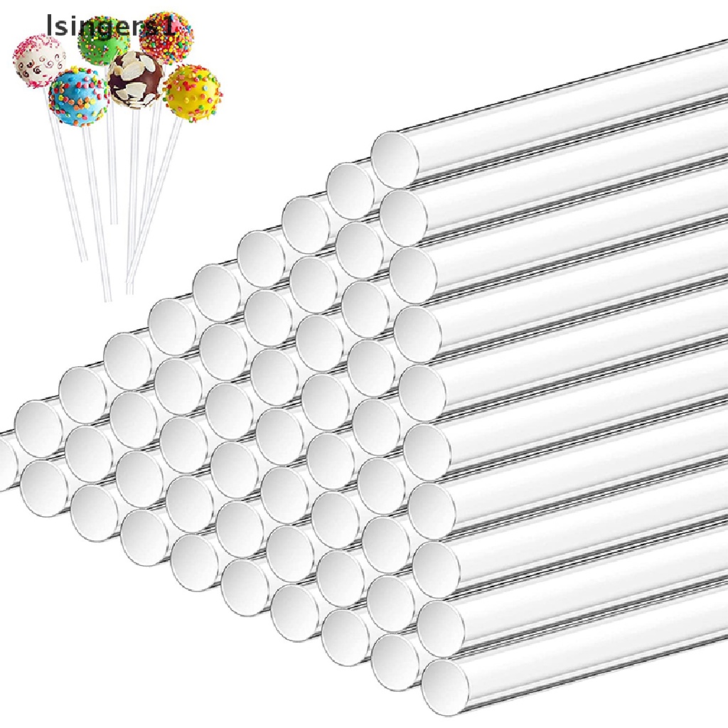 (lsingers1) 100pcs / Set Stick Cetakan Kue / Lollipop Bahan Plastik Akrilik Transparan