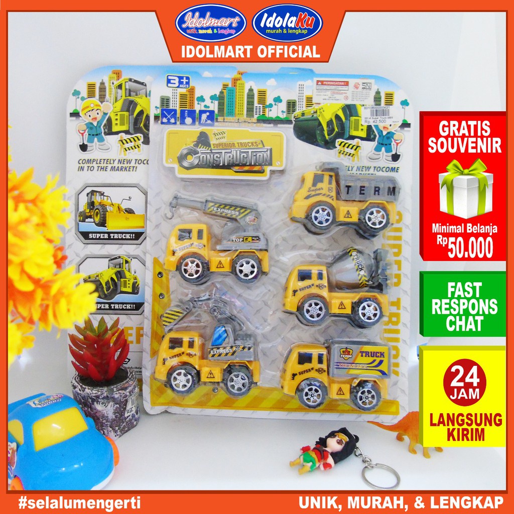 IDOLAKU Mainan Anak Super Truck Kontruksi isi 5 pcs / Mainan SNI 331-6