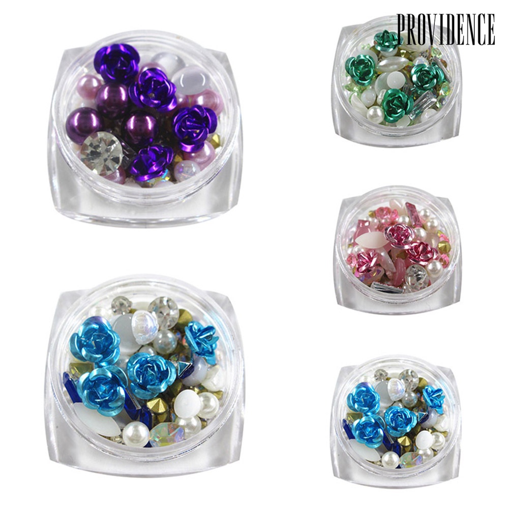 Providence Multi-shape Rose Flower Faux Pearl Rhinestone 3D Nail Art DIY Manicure Decor