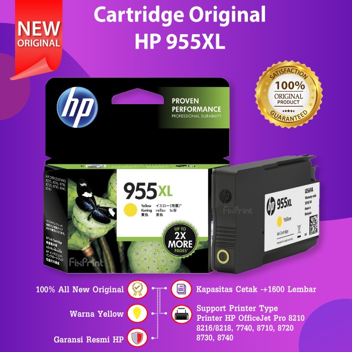 Cartridge HP 955XL 955XL Black Cyan Magenta Yellow Tinta 8210 8720
