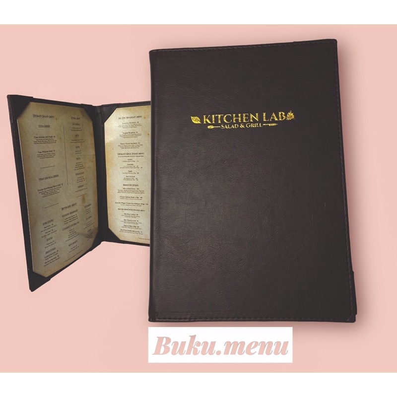 

buku menu sampul sudut dua halaman