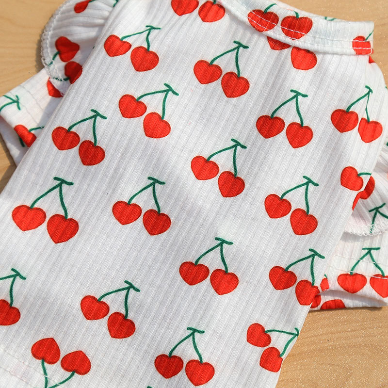 ★〓YUFeiPet〓★ Pet dog clothes soft pajamas cute cherry print puppy vest T-shirt all season pet clothes shirt cat clothes