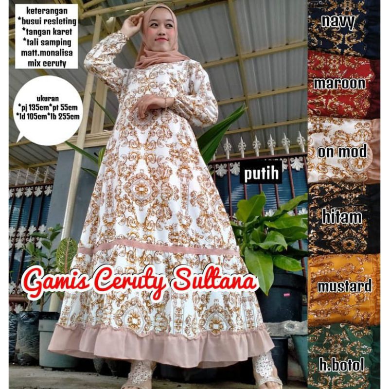 BEST SELLER GAMIS MONALISA MOTIF SULTAN /GAMIS SULTAN MONALISA KRIWIL / GAMIS BUSUI MOTIF SULTAN