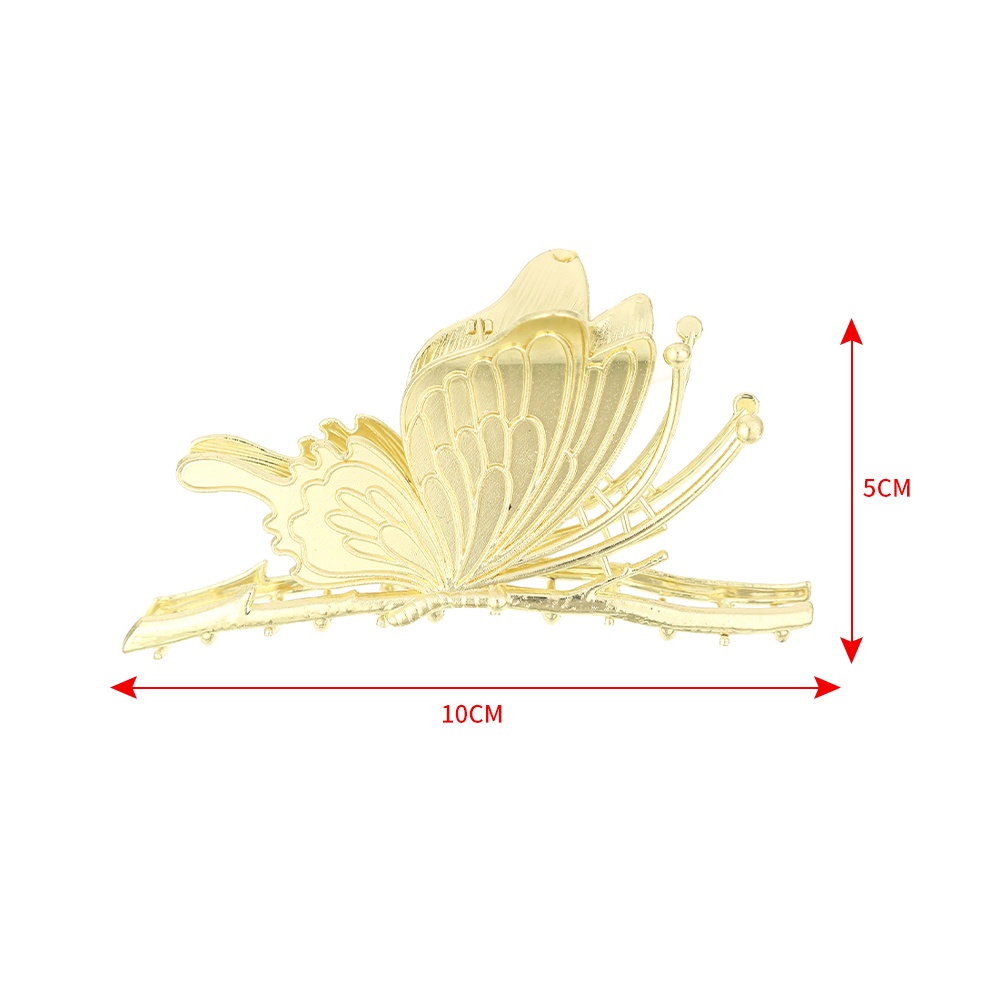 Jepit Rambut Bentuk Butterfly Bahan Alloy Aksen Berlian Imitasi Gaya Korea Untuk Wanita