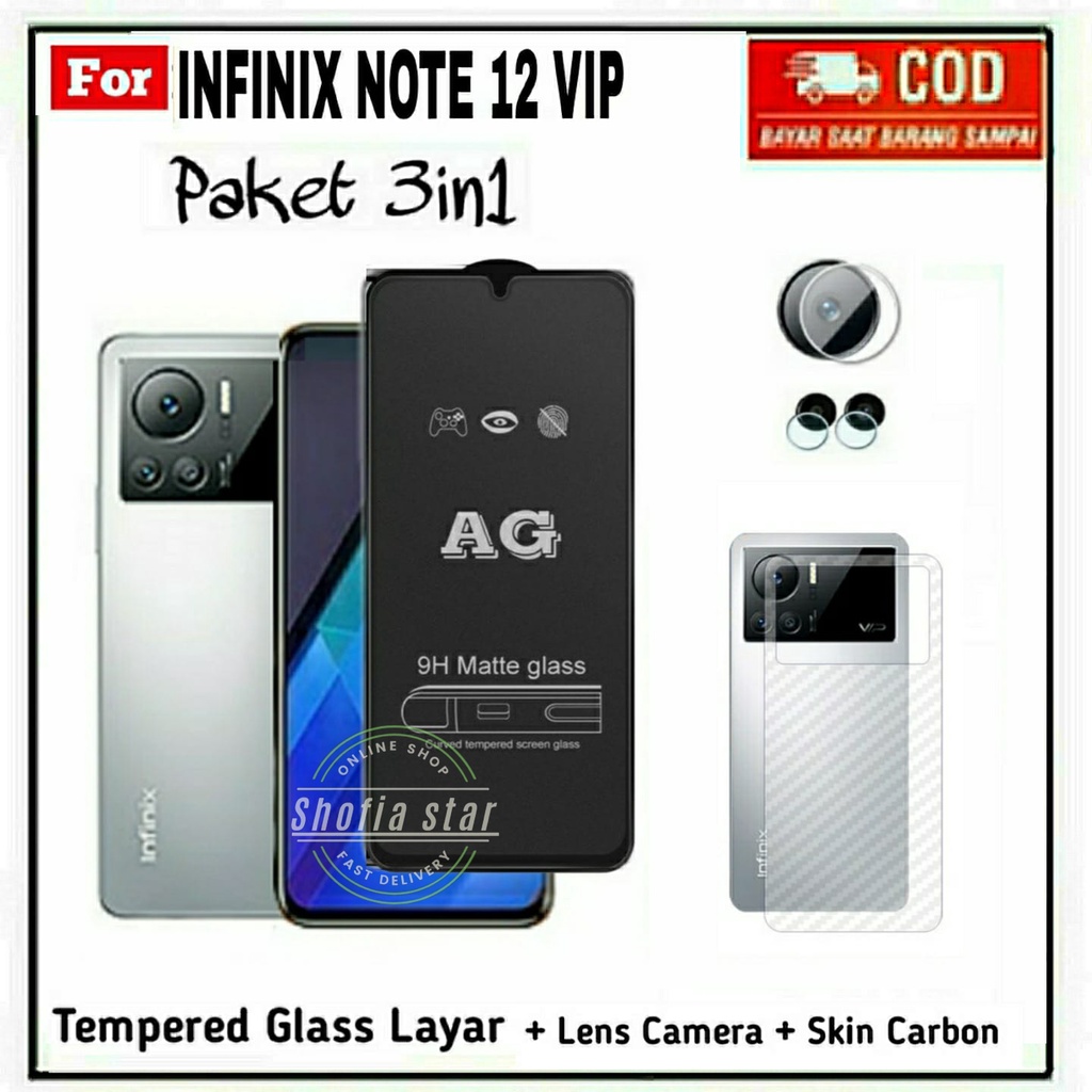 3IN1 TEMPERED GLASS CERAMIC BLUE LIGHT INFINIX NOTE 12 VIP 12 ANTI RADIASI KACA FULL COVER