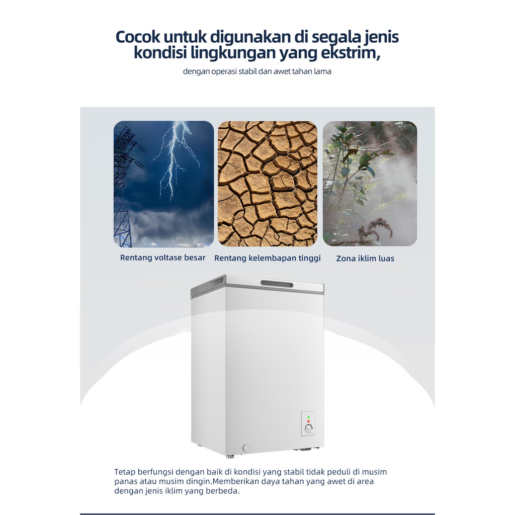 Changhong Chest Freezer FCF136DW Kapasitas 110 Liter  (Fast Freezing) (Design Look Minimalis) ( Big Capacity) (Voltase Yang Stabil) (Perlindungan Tanpa Listrik) (Perlindungan Tanpa Listrik) (Suhu Hingga -24 Derajat)(Daya Listrik Rendah/Low Watt)