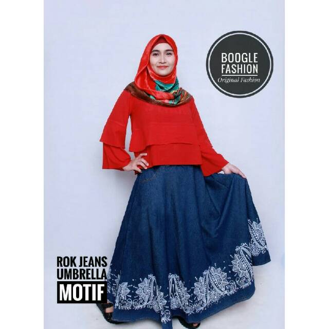 Rok jeans dewasa , Rok jeans motif , Rok jeans payung