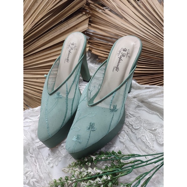 sepatu pesta johana wanita wedding sage green 12cm