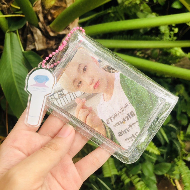 Glitter Card Holder w/ Kpop Lightstick Charm❣️