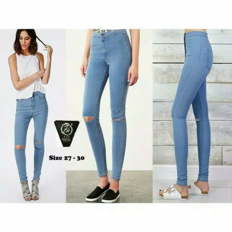 CELANA HW JEANS SOBEK/CELANA WANITA JEANS SOBEK RIPPED