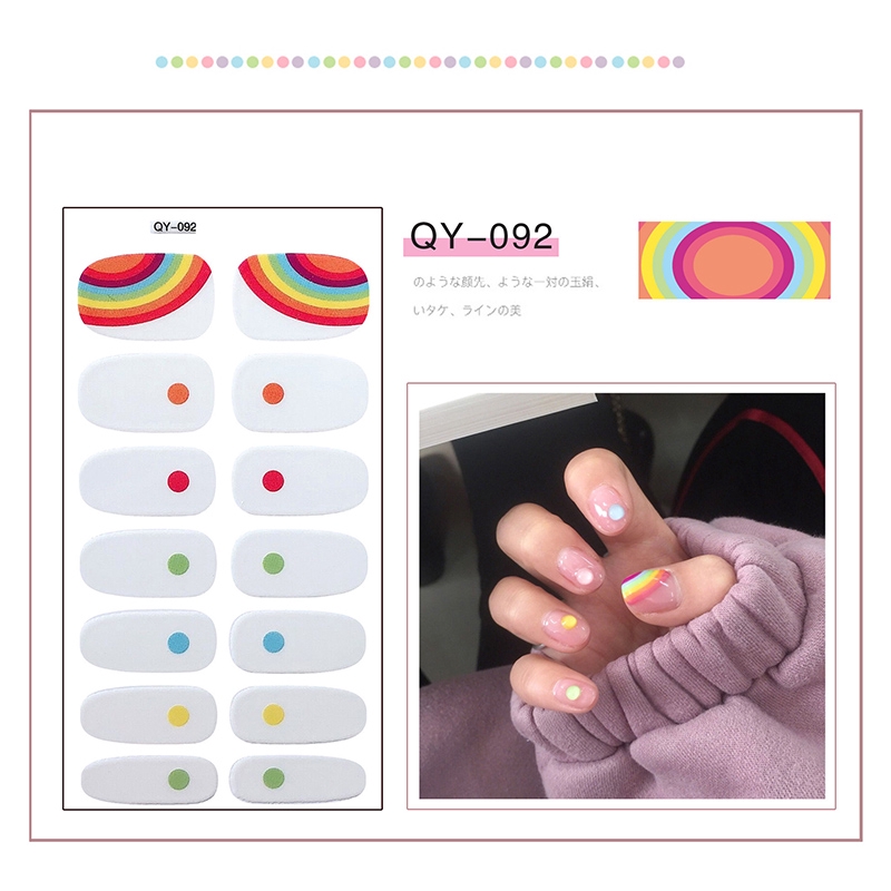 QY090-110 Pelekat Kuku Finger Cartoon DIY Nail Sticker Fashion 3D Nail Sticker False Nails Art 14Pcs/sheet