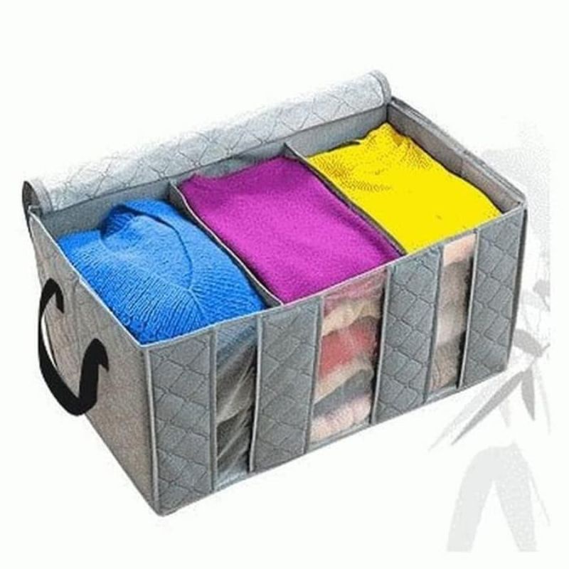 STORAGE BOX 65 liters BAG 3 SISI  bamboo charcoal clothing box tempat penyimpanan baju