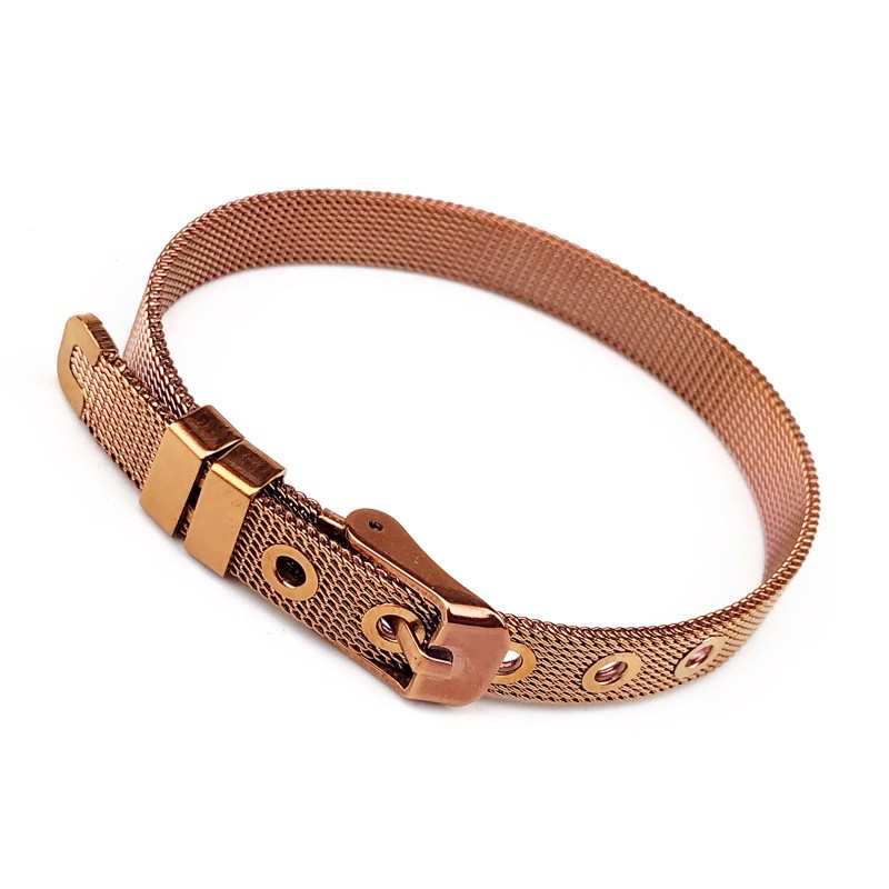✅COD Titanium gelang wanita haute couture emas renda rantai gelang trendi pasir dekorasi stainless steel gelang LV Q23-Gelang cokelat
