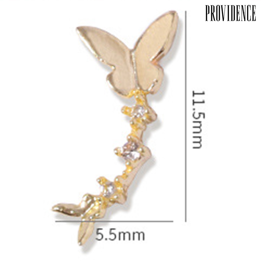 Providence 2Pcs/Set Nail Butterfly Ornament Non-Drop 3D Effect Mini Shiny DIY Gloss Nail Butterfly Drill for Manicure