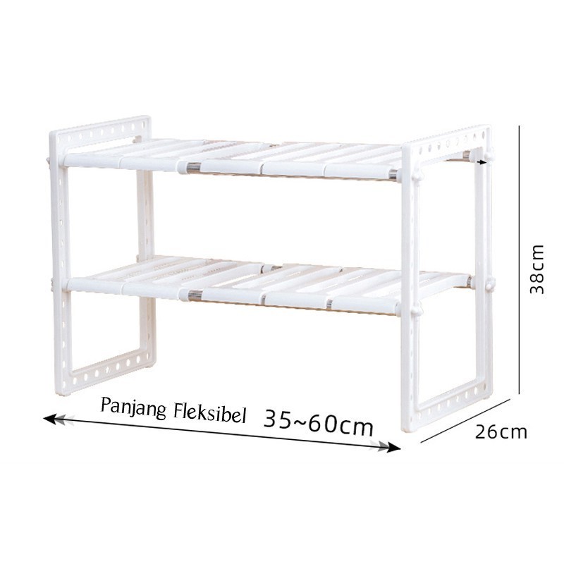 Rak SerbaGuna 2 Tingkat RACK Bawah Wastafel Sepatu dll