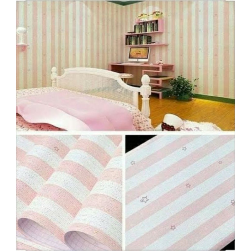 Wallpaper Sticker Motif Salur Bintang Pink