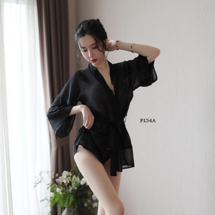 [PRODUK FAVORIT] KIMONO WANITA LACE HITAM PL34A