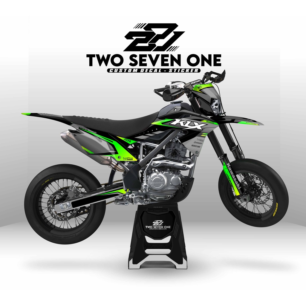 DECAL STIKER KLX BF - DTRACKER - GORDON PREMIUM -CUSTOM DESAIN - VARIASI HIJAU ABU HITAM