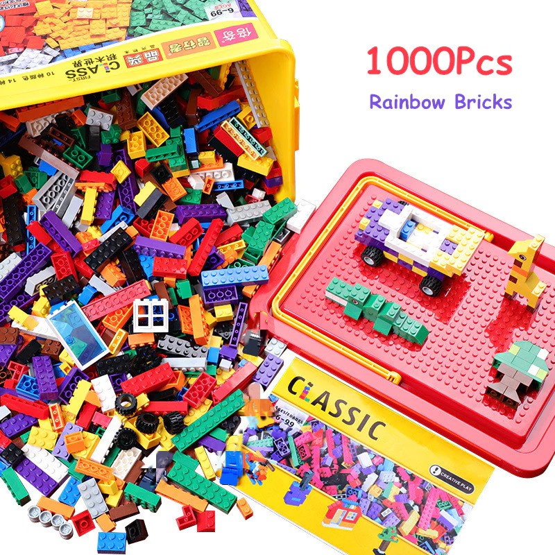 Mainan Lego Anak 500/1000pcs Rainbow Building Blocks LegoINGlys Creative Classic Bricks with