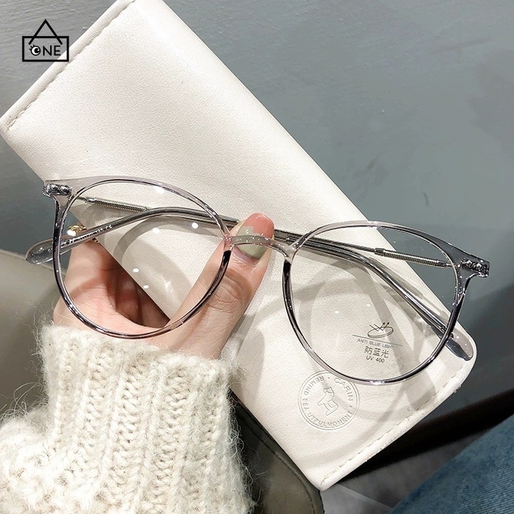 COD❤️Kacamata Anti Radiasi Photochromic Bentuk Bulat Anti Blue Light Bahan Metal Gaya Korea Untuk Pria Dan Wanita Photocromic