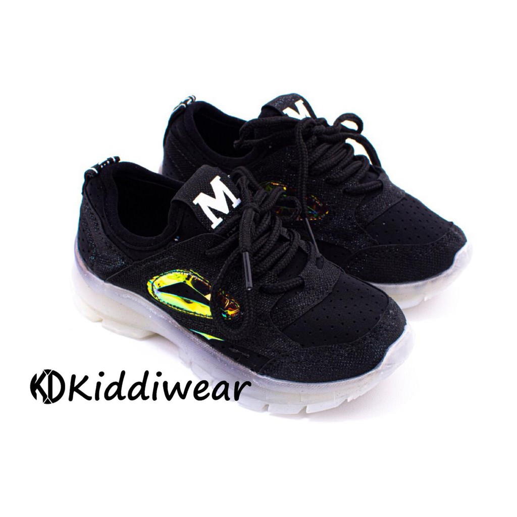 (Kiddiwear) (COD) ❤️Sepatu anak Led MBK26-Hitam