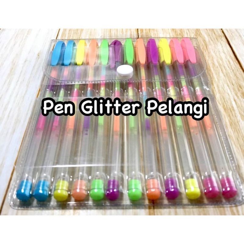 Gel Pen Pulpen Glitter Pelangi Color Gel Rainbow