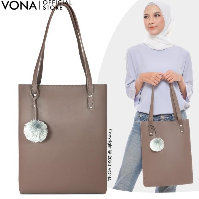 Vona Abby -Tas Bahu Branded Wanita Tote / Shoulder Bag Murah Dg Pompom
