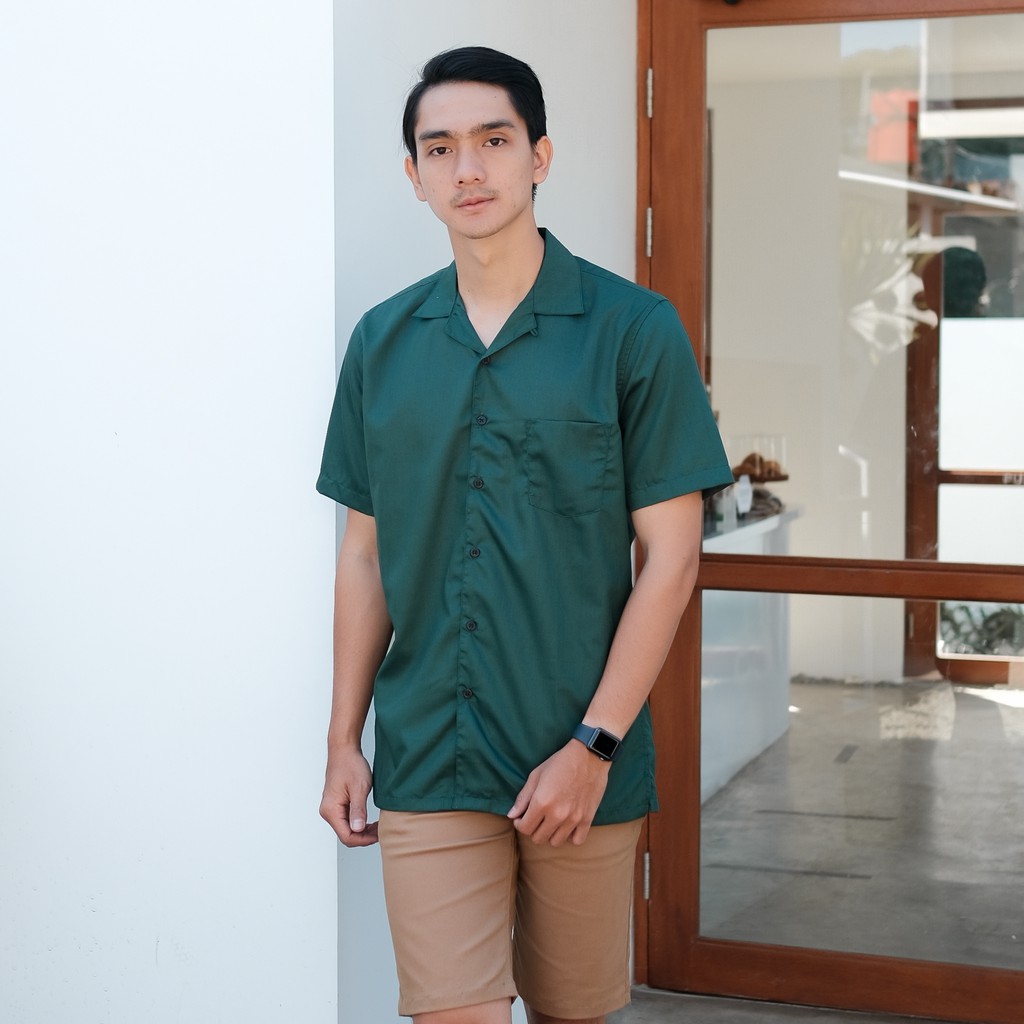 BAJUSANTAI - KEMEJA BASIC V-NECK POLOS | KEMEJA PRIA POLOS | KEMEJA KERJA | KEMEJA SANTAI