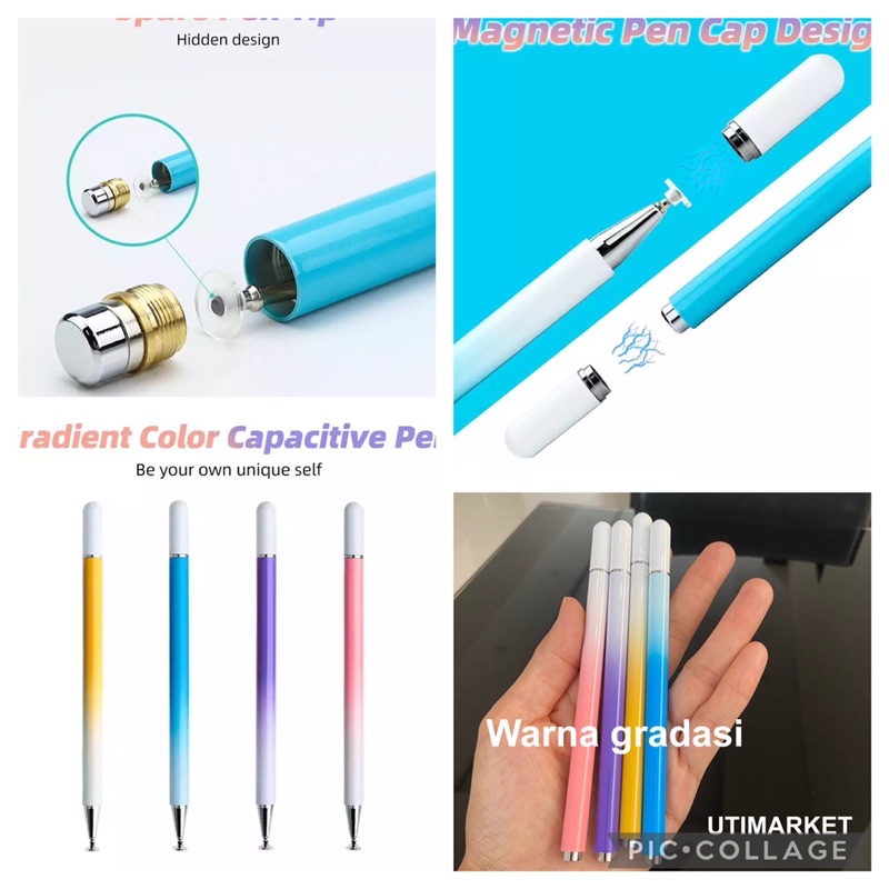 pen stylus support android iphone ipad universal capacitive warna gradasi- E