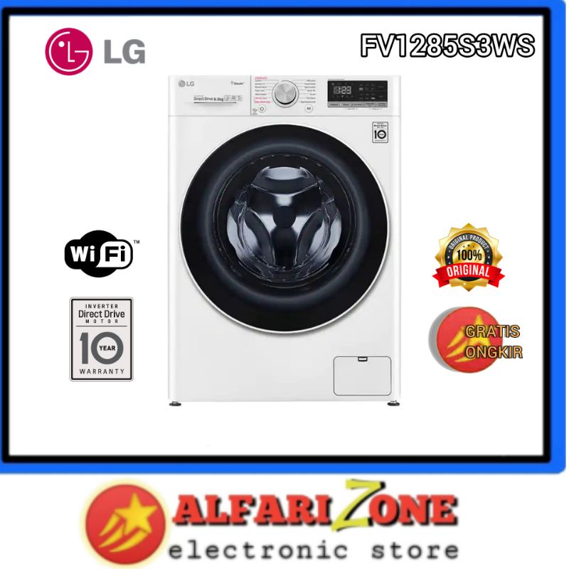 Mesin cuci LG Front loading 8,5kg FV1285S3WS FV-1285S3WS FV1285 8.5kg