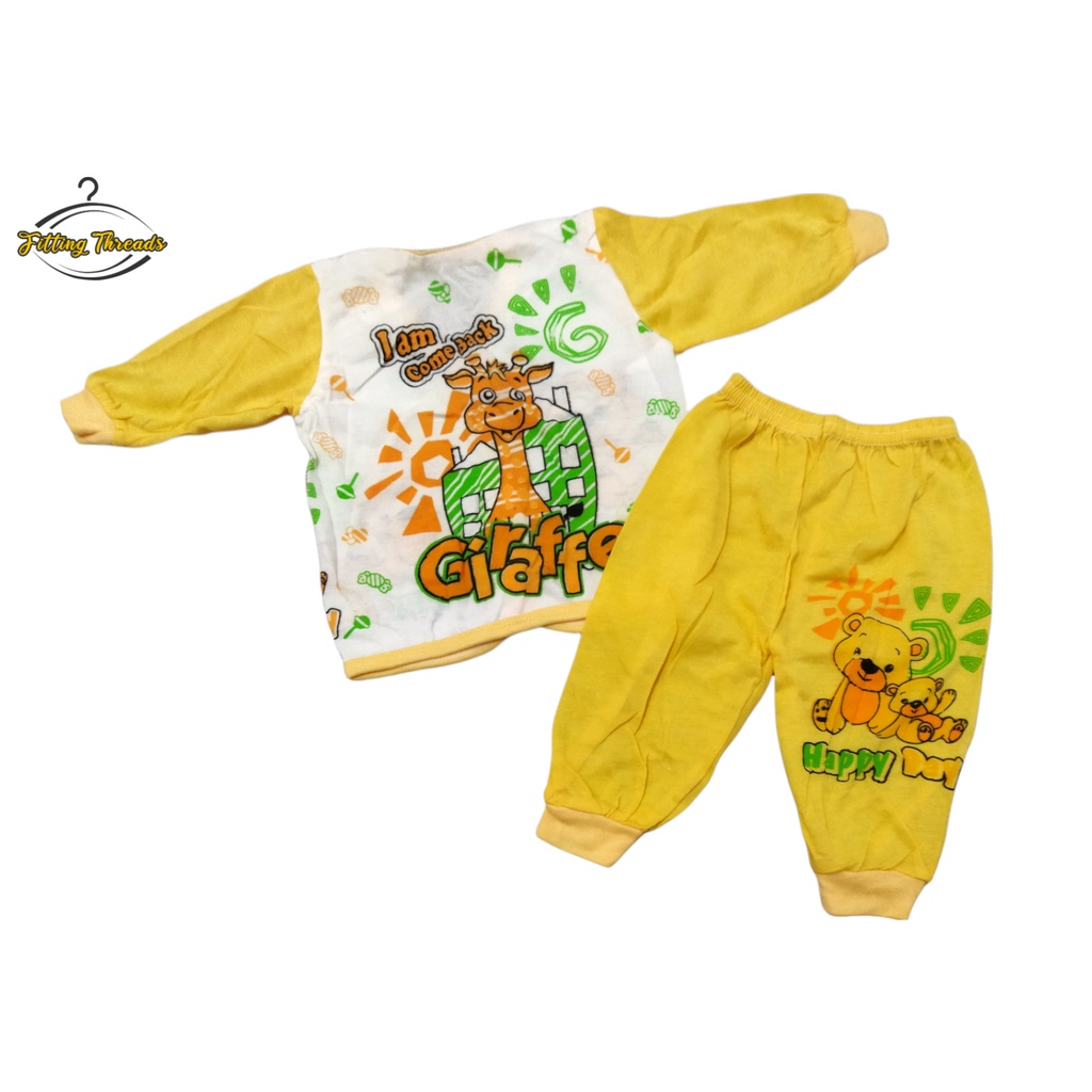 Setelan Baju Bayi Cowok Cewek Newborn Lengan Panjang Celana Panjang Kancing Depan 0-12 Bulan / Stelan Piyama Bayi Laki Laki Perempuan