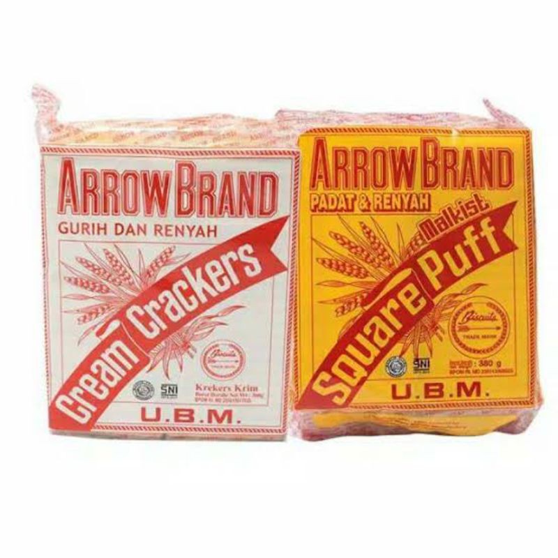 

UBM arrow brand square puff cream crackers malkist asin manis 360gr