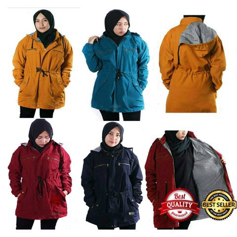 JAKET PARKA WANITA BIG SIZE BAGIAN HOODIE BISA DILEPAS DAN BOLAK BALIK