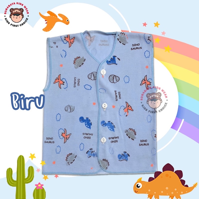 Singlet Kaos Anak Kancing Motif Dinosaurus Warna