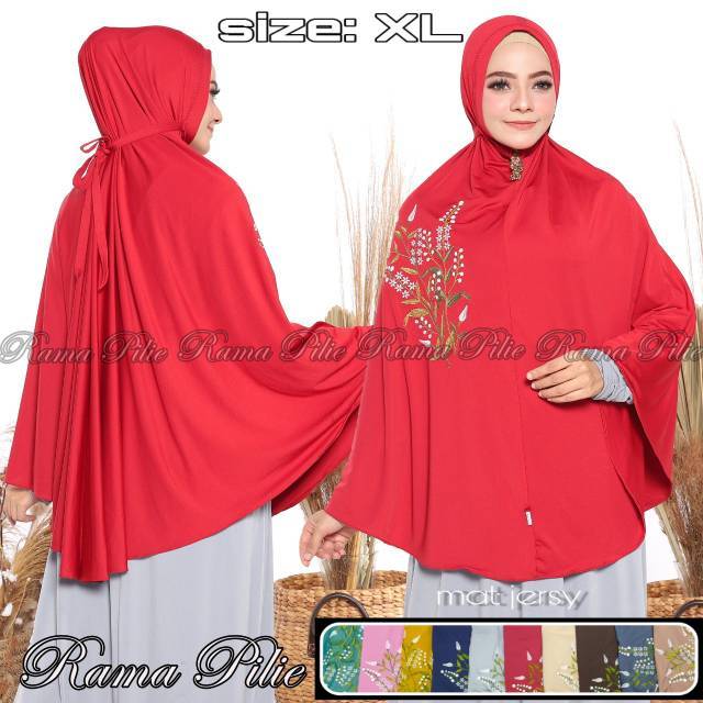 KHIMAR TALI BORDIR. JILBAB RAMA PILIE. HIJAB INSTAN SYARI. KERUDUNG JUMBO