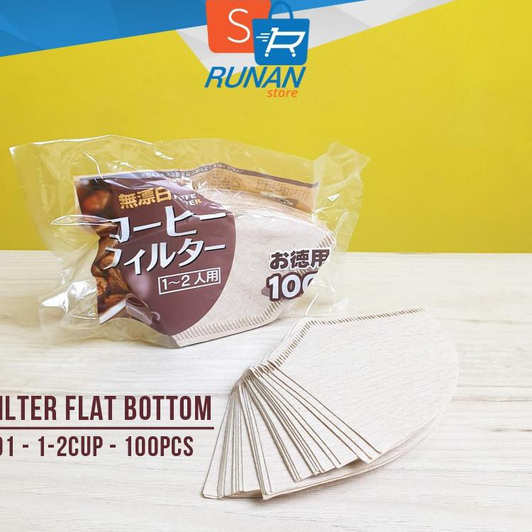 Terkini Paper Filter Flat Bottom 01 1-2 cup 100pcs - Coffee Filter Kopi  ZED