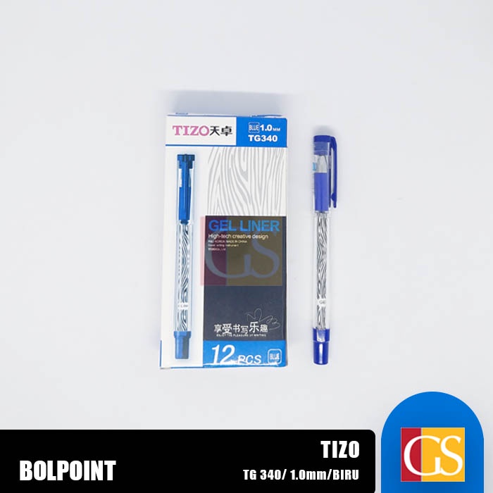 

Pulpen Gel Balliner / Tanda tangan Tizo TG 340 1.0mm Zebra Biru 1Lusin