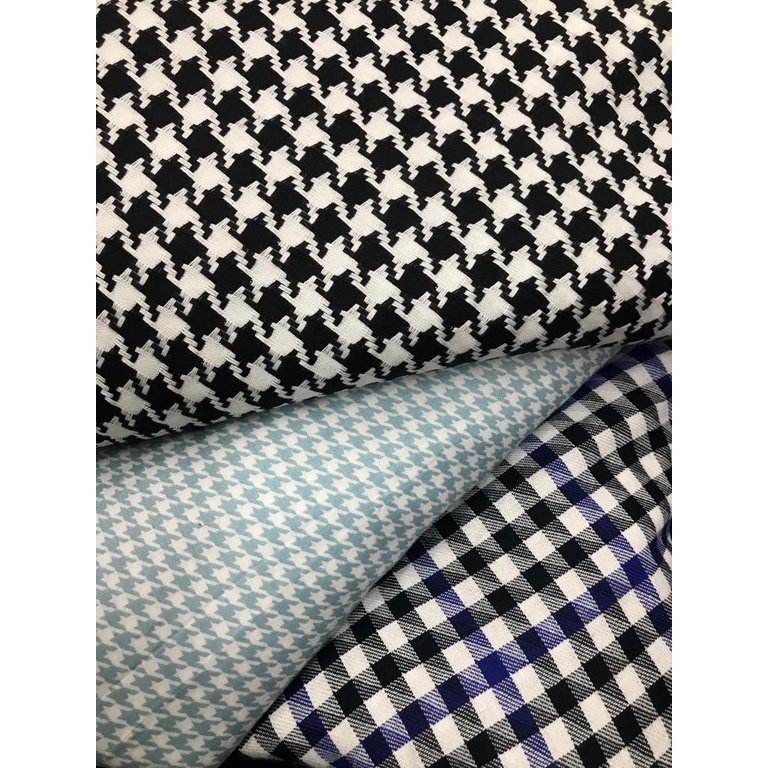 Kain Motif Houndstooth Bahan Katun Jepang Japan Design Semi Wool Tweed Meteran