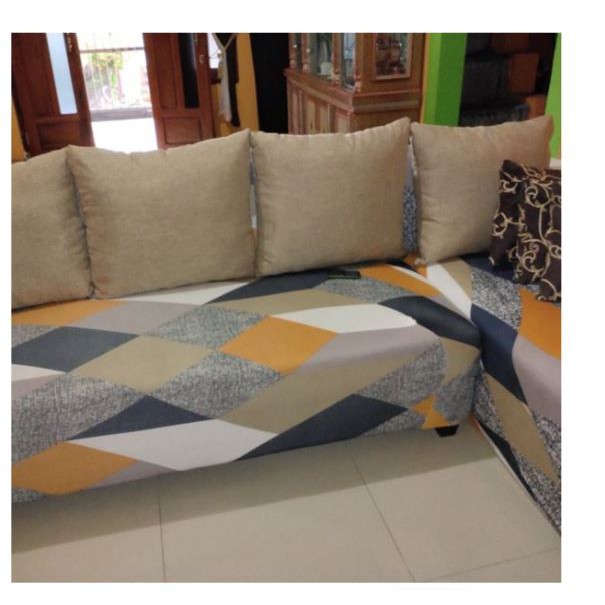 TM Hot List Sarung Sofa Diagonal Motif Warna - Cover Sofa