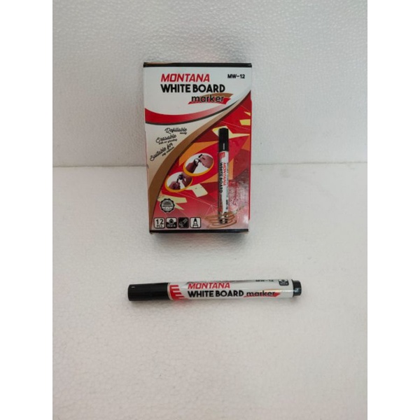 

White Board Marker Montana / Spidol Papan Tulis Montana Hitam 1 lusin