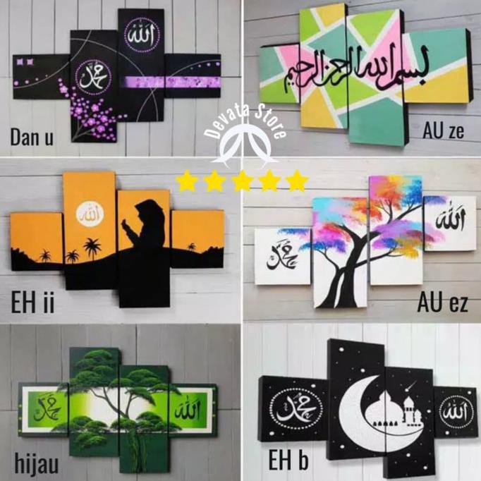 Ready Stock] Lukisan Kaligrafi Dekoratif Pemandangan Alam Pohon Au Nuansa Pedesaan - Hijau