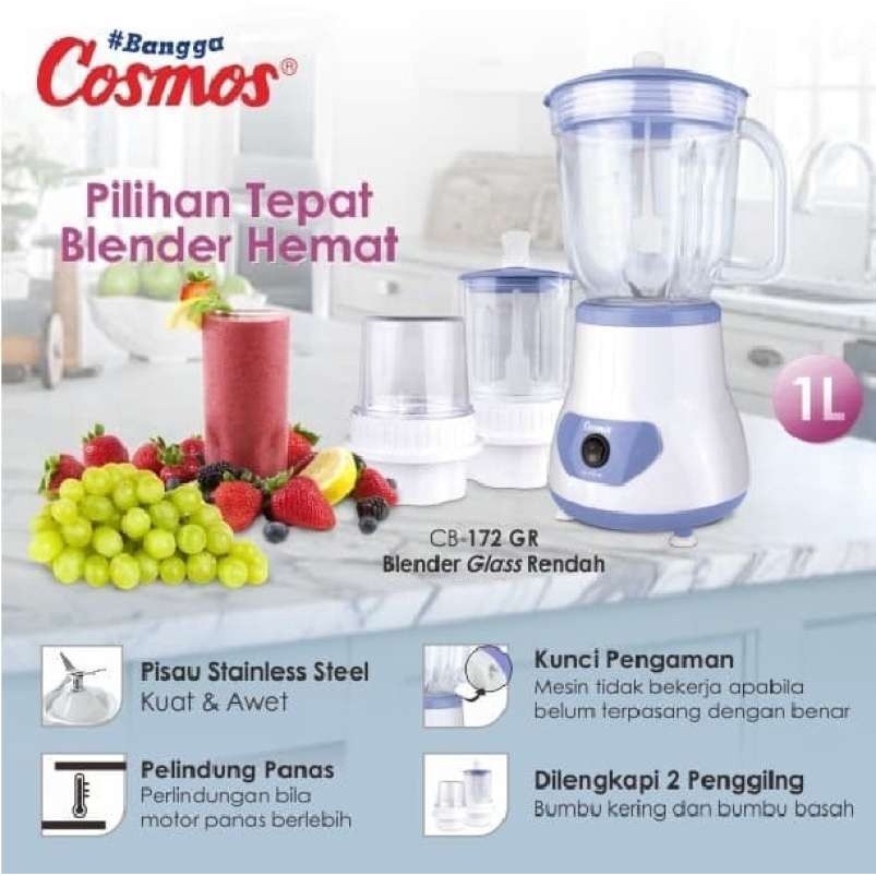 Cosmos CB172GR Blender Kaca 1 Liter 3in1 380 Watt Promo