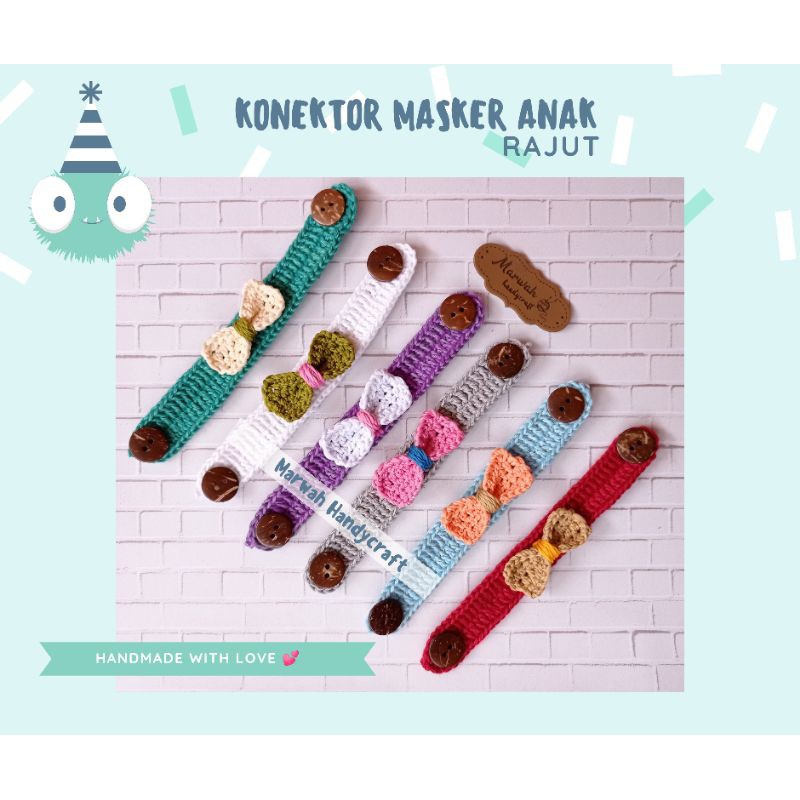 Konektor Masker Anak Pita | Pengait Masker Anak | Konektor Masker Rajut
