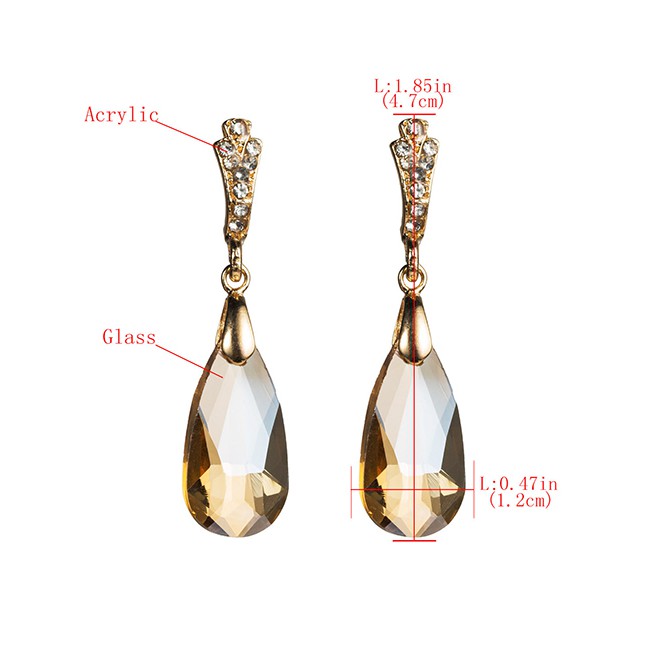 LRC Anting Tusuk Fashion Drop-shaped Glass Diamond Earrings F89080