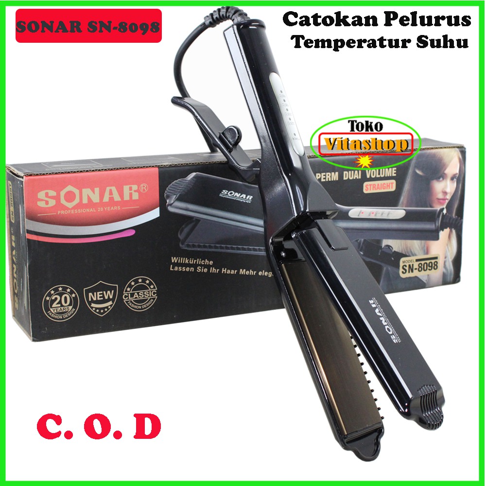 SONAR SN-8098 Lurus Alat Catok Rambut / Catokan Plat Lebar Ceramic Temperatur Suhu