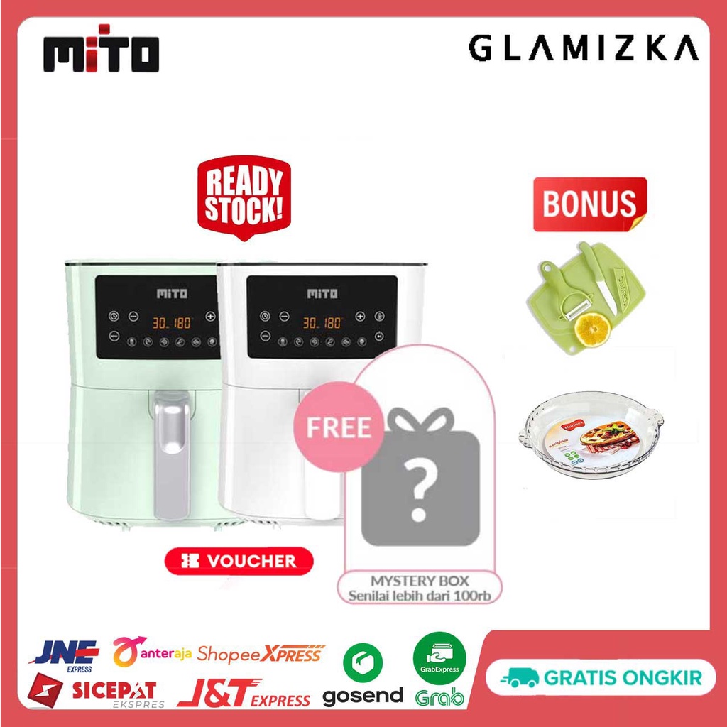 MITOCHIBA MITO Digital Air Fryer AF1 - Free Ceramic Knife Set & Loyang Marinex