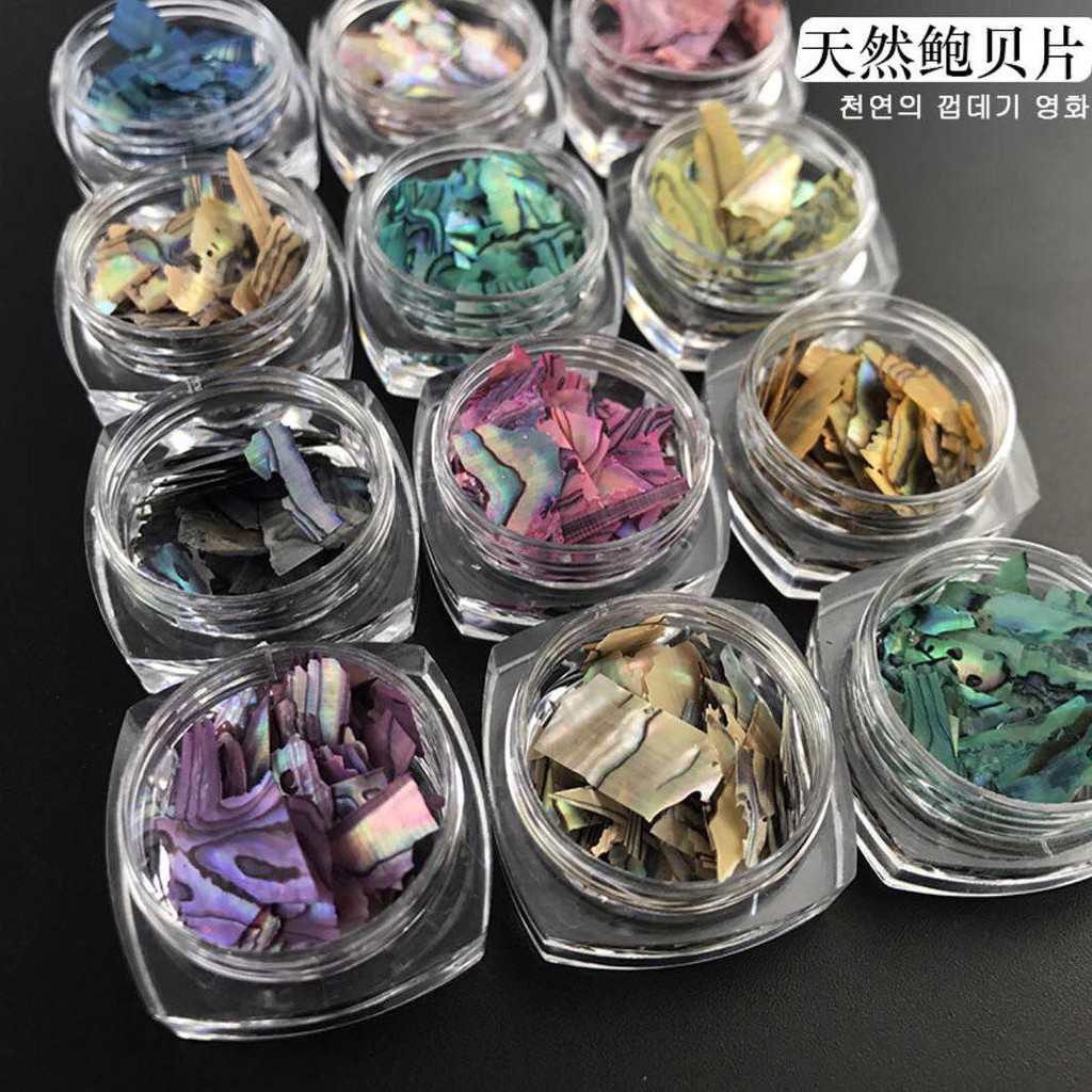 1SET Nail jewelry natural abalone shell piece irregular nail sticker fragment Japanese magic color